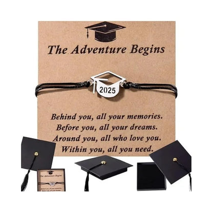 New Graduation Season and Back-To-School Season Gifts: Doctoral Cap Gift Box, Stainless Steel Compass, Woven Bracelet, Band Card