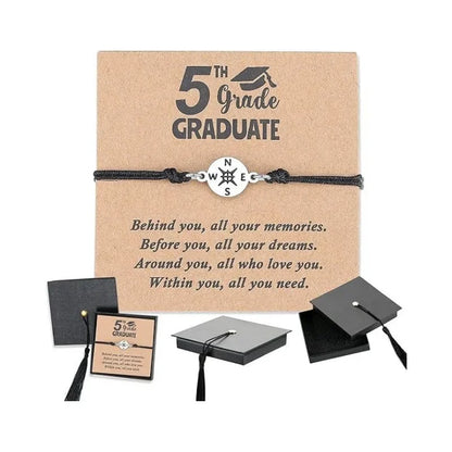 New Graduation Season and Back-To-School Season Gifts: Doctoral Cap Gift Box, Stainless Steel Compass, Woven Bracelet, Band Card